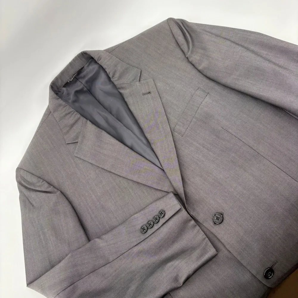 Jos A Bank Signature Collection Gray Wool‎ Silk Blazer Jacket Mens 42R 2 Button